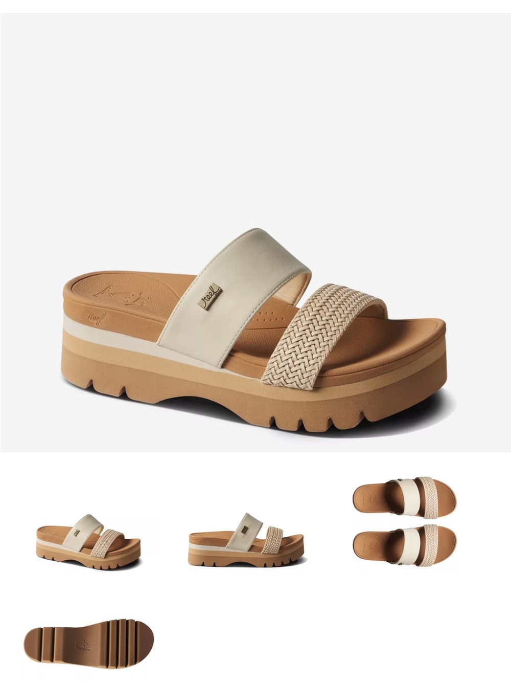 REEF cushion wedge sandal - Cream/Tan. Size 8. NWOB
